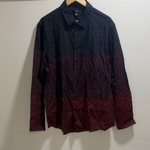 Alfani XL Black and Red Striped Button-Up Shirt